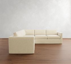 Carmel Slim Arm Slipcovered 3-Piece L-Shaped Sectional (110&quot;)