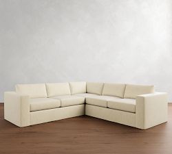 Carmel Wide Arm Slipcovered 3-Piece L-Shaped Sectional (113&quot;)