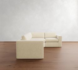 Carmel Wide Arm Slipcovered 3-Piece Wedge Sectional (123&quot;&ndash;129&quot;)