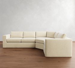 Carmel Wide Arm Slipcovered 3-Piece Wedge Sectional (123&quot;&ndash;129&quot;)