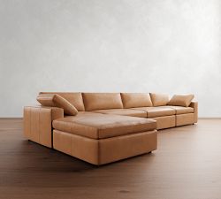 Dream Wide Arm Leather Modular Chaise Sectional (130&quot;&ndash;173&quot;)