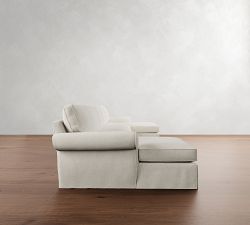 Pearce Roll Arm Slipcovered Double Chaise Sectional (136&quot;&ndash;186&quot;)