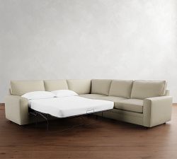 Pearce Square Arm 3-Piece L-Shaped Wedge Sleeper Sectional (121&quot;)