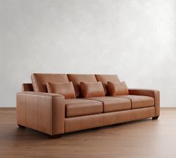 Big Sur Square Arm Deep Seat Leather Sofa (76&quot;&ndash;105&quot;)