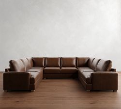 Canyon Square Arm Leather U-Shaped Sectional (153&quot;&ndash;189&quot;)