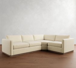 Carmel Slim Arm Wood Base 3-Piece Wedge Sectional (120&quot;)