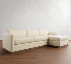 Carmel Slim Arm Wood Base Chaise Sectional (107&quot;&ndash;129&quot;)