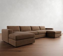 Carmel Wide Arm Leather Double Chaise Sectional (144&quot;&ndash;176&quot;)