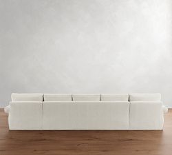 Pearce Roll Arm Slipcovered Double Chaise Sectional (136&quot;&ndash;186&quot;)
