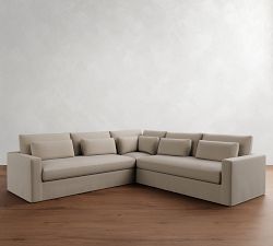 Westwood Square Arm Deep Seat Slipcovered 3-Piece L-Shaped Sectional (122&quot;)