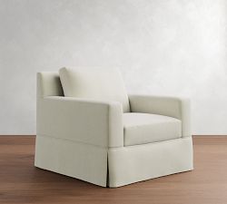 York Square Arm Slipcovered Swivel Chair