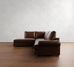Canyon Roll Arm Leather 3-Piece Bumper Sectional (122&quot;)