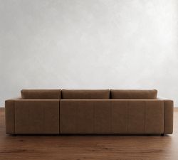 Carmel Wide Arm Leather Chaise Sectional (112&quot;&ndash;134&quot;)