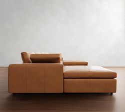 Dream Wide Arm Leather Modular Double Chaise Sectional (155&quot;)