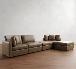 Modular Leather 5-Piece Chaise Sectional - Storage Available (148&quot;&ndash;160&quot;)