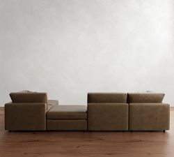 Modular Leather 5-Piece Chaise Sectional - Storage Available (148&quot;&ndash;160&quot;)