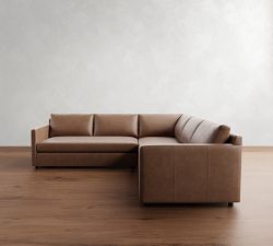 Pacifica Slim Arm Leather 3-Piece L-Shaped Sectional (106&quot;)