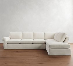 Pearce Roll Arm Slipcovered Return Bumper Sectional (114&quot;&ndash;144&quot;)