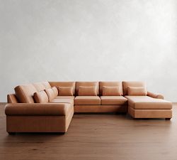 Big Sur Roll Arm Deep Seat Leather L-Shaped Chaise Sectional (151&quot;)
