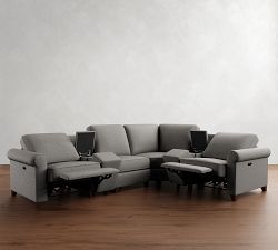 Cameron Roll Arm Reversible Power Reclining Sectional - Storage Available (111&quot;&ndash;125&quot;)