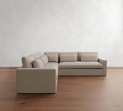 Westwood Square Arm Deep Seat Slipcovered 3-Piece L-Shaped Sectional (122&quot;)