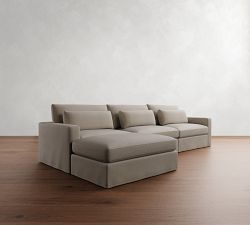 Westwood Square Arm Deep Seat Slipcovered Modular Chaise Sectional (142&quot;)