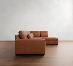 Big Sur Square Arm Deep Seat Leather Return Bumper Sectional (121&quot;&ndash;153&quot;)