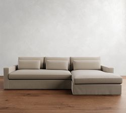 Westwood Square Arm Deep Seat Slipcovered Chaise Sectional (130&quot;&ndash;136&quot;)