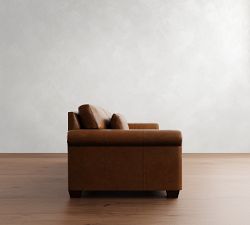 York Roll Arm Deep Seat Leather Sofa (63&quot;&ndash;98&quot;)