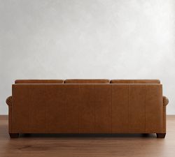 York Roll Arm Deep Seat Leather Sofa (63&quot;&ndash;98&quot;)
