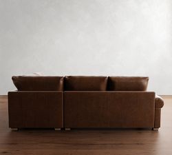Canyon Roll Arm Leather 3-Piece Bumper Sectional (122&quot;)