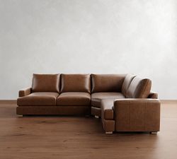 Canyon Square Arm Leather 3-Piece Wedge Sectional (127&quot;)