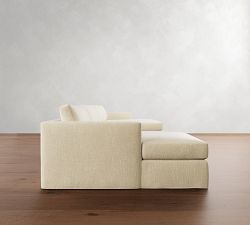 Carmel Slim Arm Slipcovered Double Chaise Sectional (139&quot;&ndash;171&quot;)