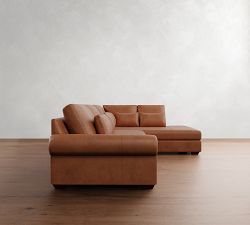 Big Sur Roll Arm Deep Seat Leather Return Bumper Sectional (122&quot;&ndash;154&quot;)