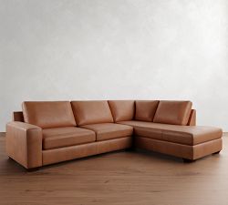 Big Sur Square Arm Leather Return Bumper Sectional (115&quot;&ndash;147&quot;)