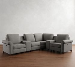 Cameron Roll Arm Reversible Power Reclining Sectional - Storage Available (111&quot;&ndash;125&quot;)