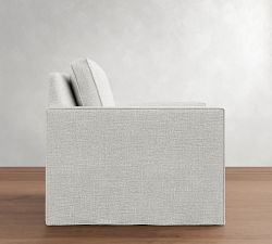 Cameron Square Arm Slipcovered Swivel Chair
