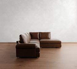 Canyon Roll Arm Leather 3-Piece Bumper Sectional (122&quot;)