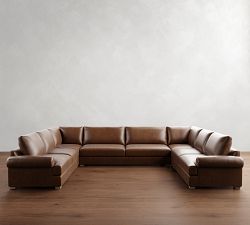 Canyon Roll Arm Leather U-Shaped Sectional (153&quot;&ndash;189&quot;)