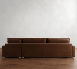 Canyon Square Arm Leather Chaise Sectional (118&quot;&ndash;163&quot;)