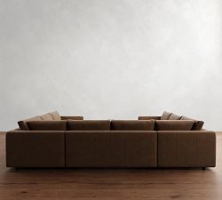 Carmel Slim Arm Leather U-Shaped Sectional (174&quot;&ndash;186&quot;)