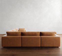 Dream Wide Arm Leather Modular L-Shaped Sectional (130&quot;)