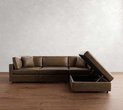 Modular Leather L-Shaped Chaise Sectional (111&quot;&ndash;120&quot;)
