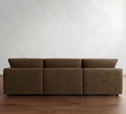Modular Leather L-Shaped Chaise Sectional (111&quot;&ndash;120&quot;)