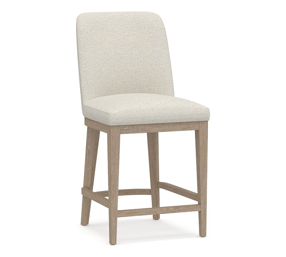 Open Box: Layton Upholstered Counter Height Stool, Seadrift Legs - Performance Boucle, Oatmeal