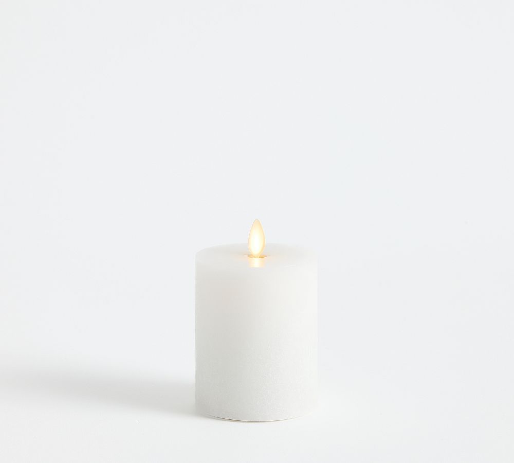 Flickering Flameless Wax Pillar Candle - Salt Washed 3"x3.5"