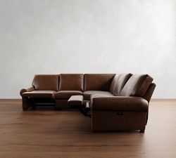 Turner Roll Arm Leather Power Reclining L-Shaped Sectional (117&quot;&ndash;129&quot;)