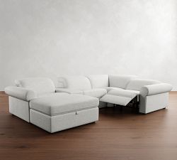 Ultra Lounge Roll Arm Reclining 6-Piece Chaise Sectional - Storage Available (130&quot;)