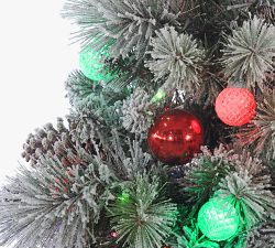 Lit Multi-Colored Flocked Pine Faux Christmas Tree - 4.5 Ft.