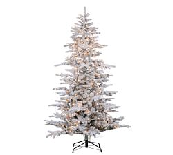 Lit Flocked Cambridge Fir Faux Christmas Tree -- 7.5 Ft.
